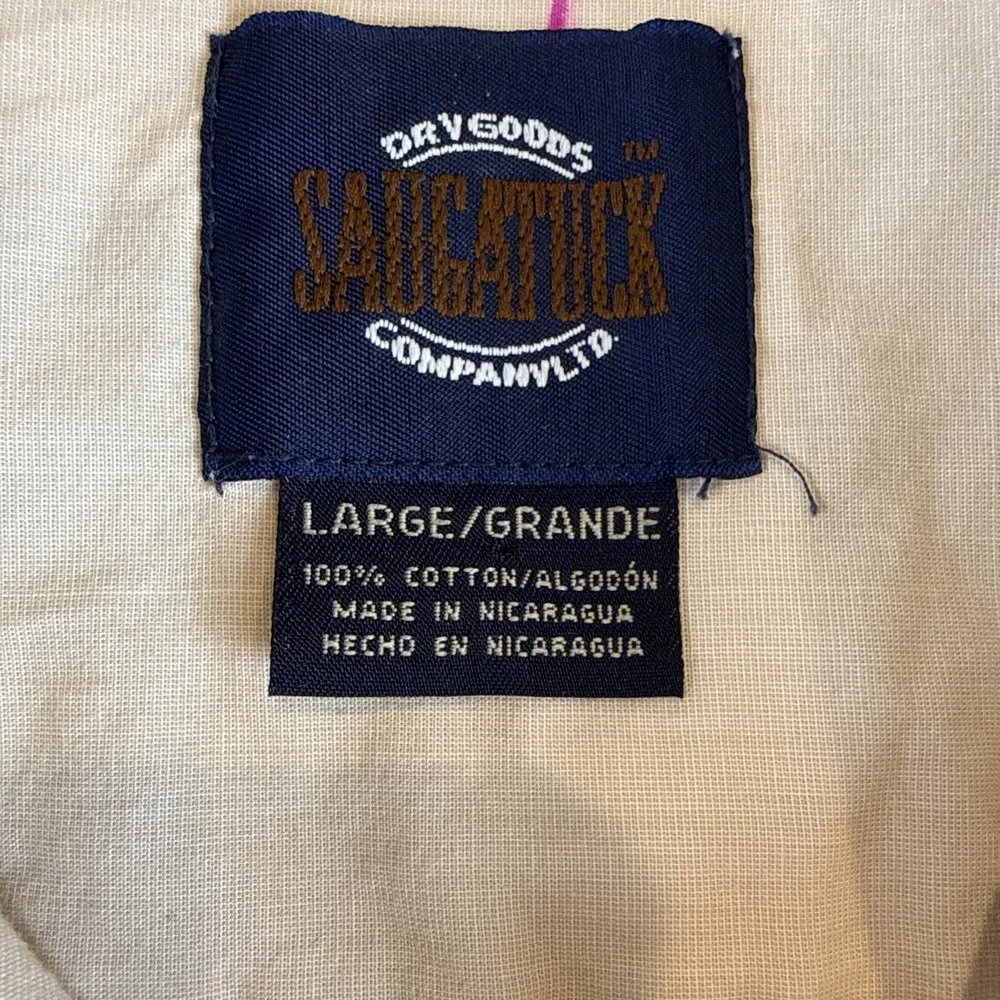 Saugatuck‎ Dry Goods Button Up Shirt Men's Large Khaki Utility Work Shirt